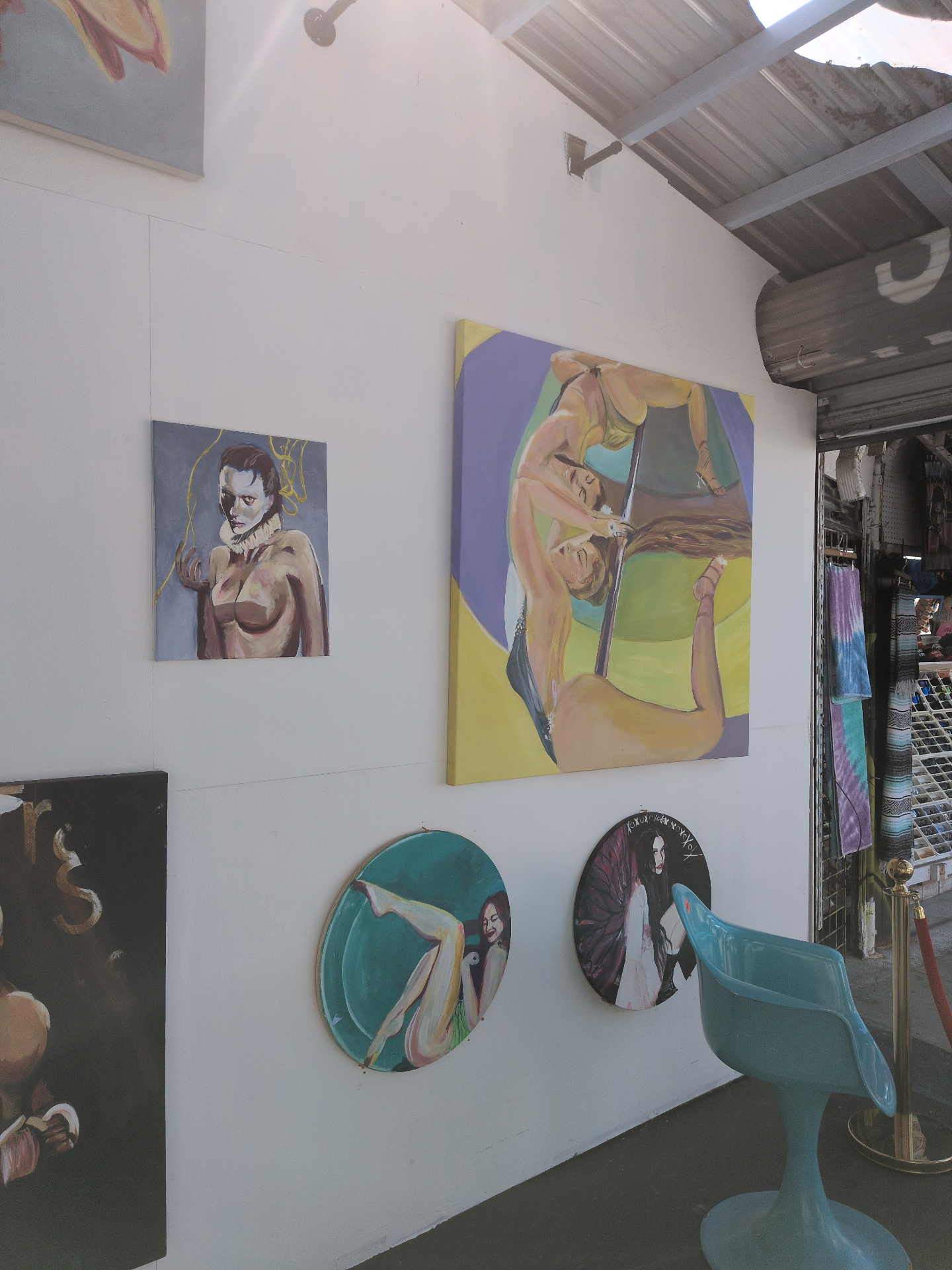 The Front Wall — Tondos and canvases under the skylights